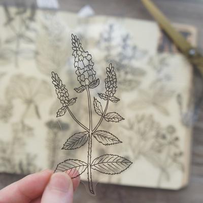 40ks malování perem ve stylu divokých květin Průhledná nálepka Scrapbooking DIY dárkové balení štítek Dárková dekorace štítek
