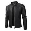 Spring Autumn and Winter Plus Size Men's Zip Short Section Stand-up Collar Comfortable Jacket Slim Casual Leather Jacket Outerwear
