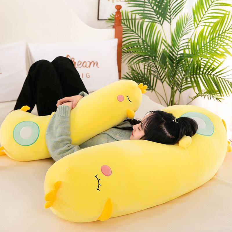 Cute Big Yellow Chicken Plush Toy Long Throw Pillow Girl Pinch Legs Large Rag Doll Holding Sleeping Doll