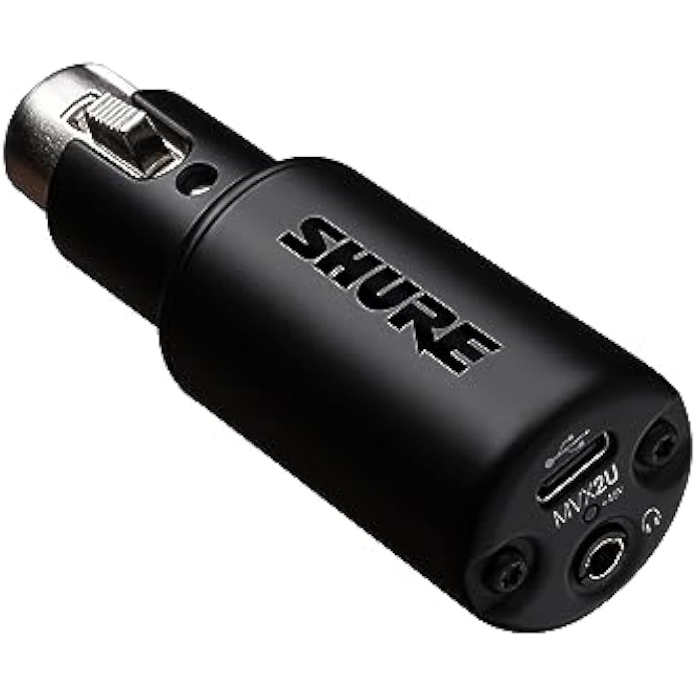 Shure Sure MVX2U Digital Audio Interface XLR-USB Converter Adapter with Headphone Output: Dynamic...
