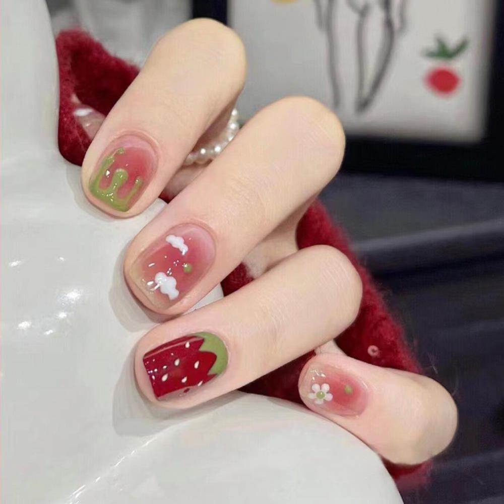 With Glue French False Nails Gradients Nail Tips Fashion Fake Nails  for Women and Girls