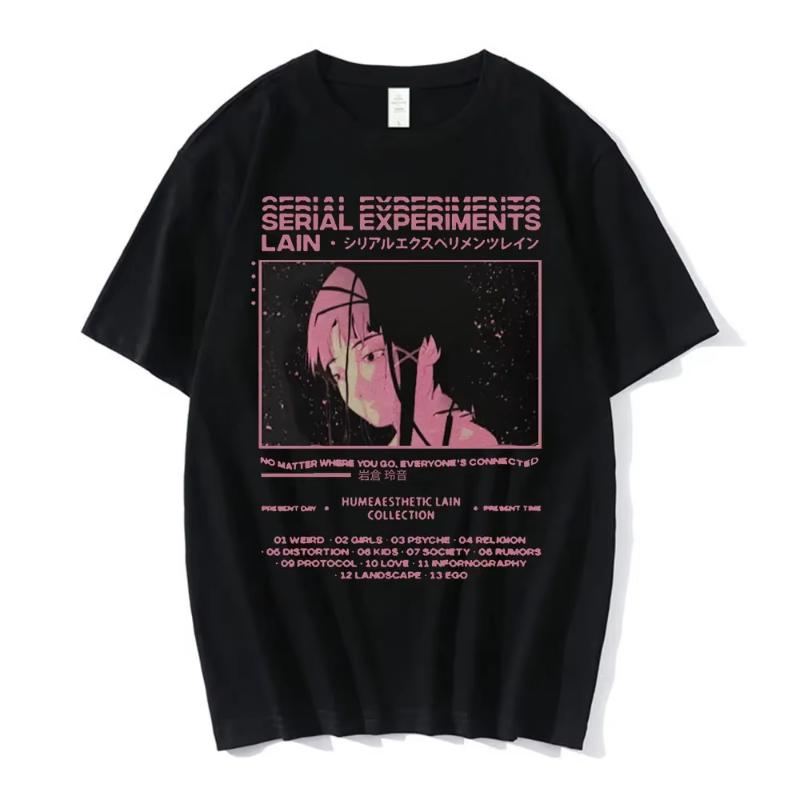 Anime Serial Experiments Lain T-Shirt Men Women Graphic T Shirts Unisex Iwakura Manga Girl Sci Fi Short Sleeve Tee Tops 62463