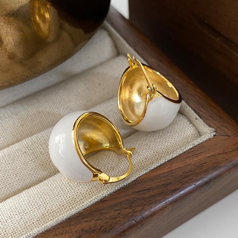 Эмаль капля глазурь шар ушная пряжка свет роскошь атмосфера элитный гонконгский стиль ретро уникальный золотой