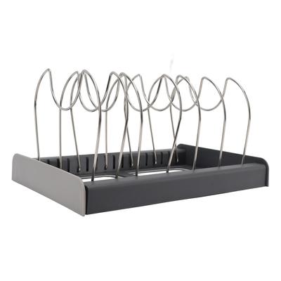Expandable Pot and Pan Organizers Rack Kitchen Cabinet Pantry Bakeware Holder Shelves Lid with 7 Dividers