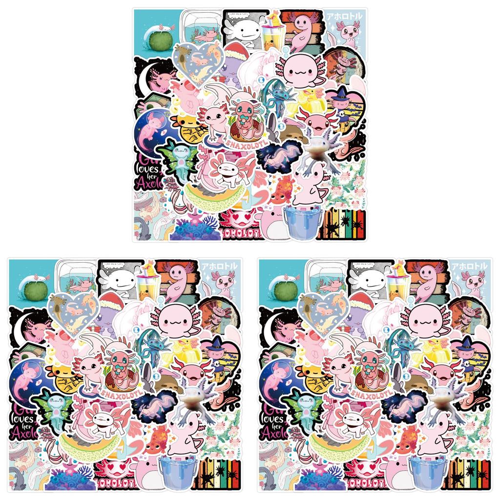 Cute Axolotl Stickers 50 Waterproof Cartoon Decals For Diy Laptop Phone Suitcase
