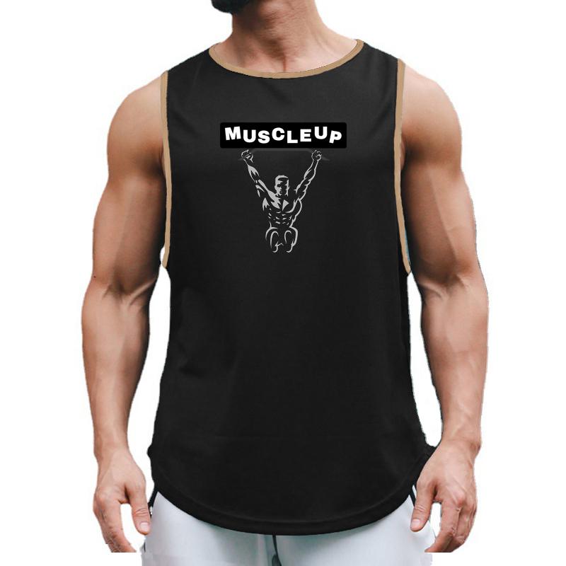 

Muscleguys Running Vests Mens Summer Gym Muscle Up Tank Tops Fitness Clothing Quick-drying Loose Bodybuilding Basketball Sleeveless Shirts XXL темно-сірий колір