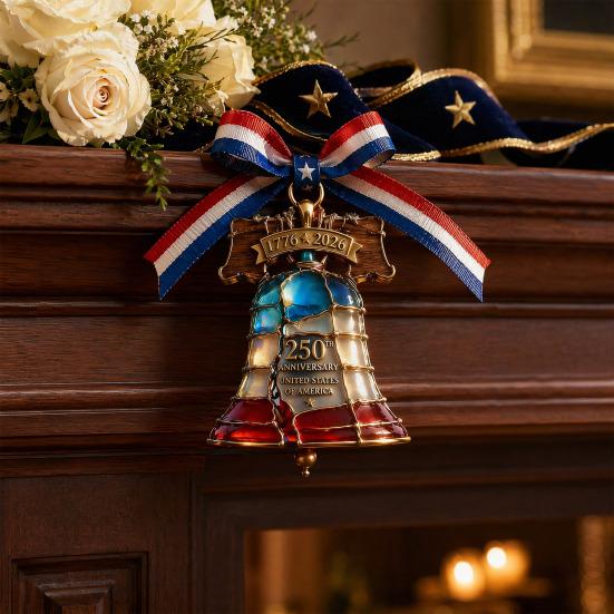 Yousheng Independence Day Patriotic Hanging Decoration, Butterfly Hummingbird Cat Bell Ornament for 4th of July, USA 250th Anniversary Stained Glass