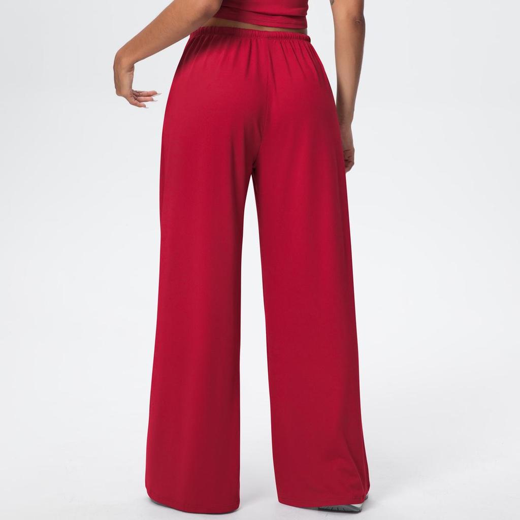 Breathable Wide-Leg Loose Casual Yoga Pants with Elastic Drawstring for Women
