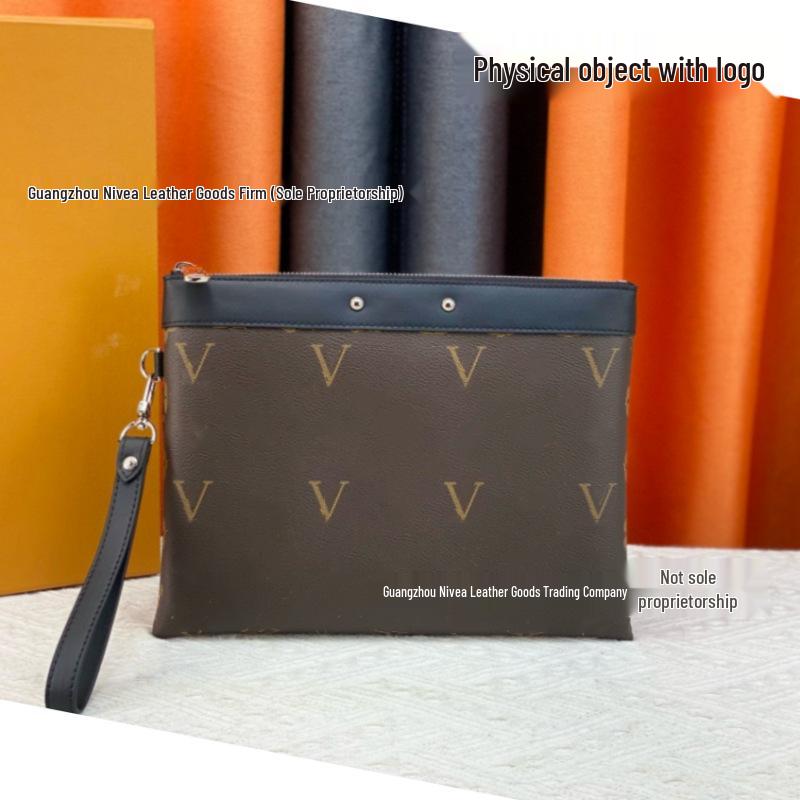 Herren Schwarze Florale Schachbrett Leder Clutch: Klassisch, Modebewusst, Vielseitig, Europäischer & Amerikanischer Trend.