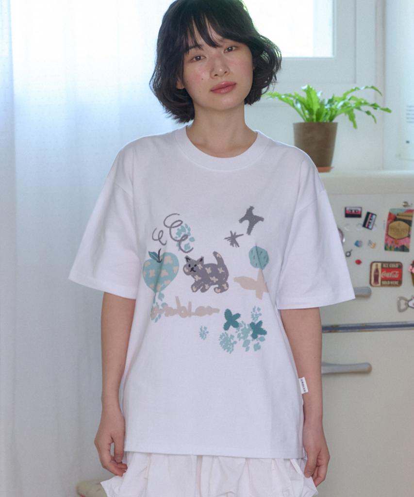 AMBLER Green Apple Graphic Short Sleeve T-Shirt As1313 (White)