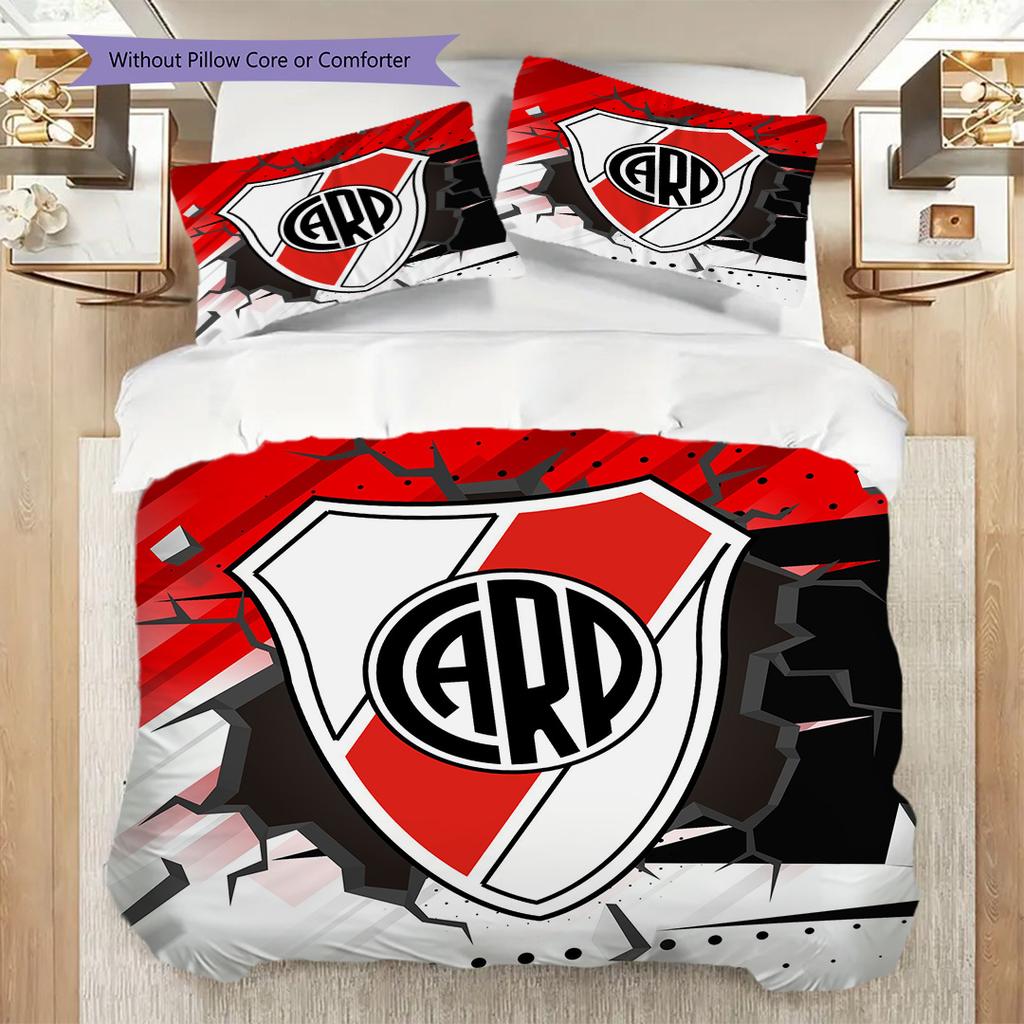 River Plate Logo Pattern Bedding Quilt Set Quilt Cover Pillowcase Home Decoration Birthday Gift (1 * Duvet Cover + 2 * Pillowcase, Without Core)
