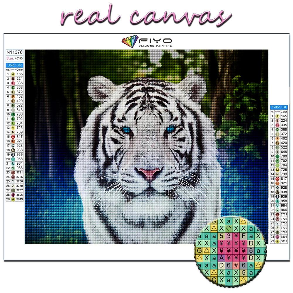 Diamond Painting Animal White Tiger Embroidery Cross Stitch Rhinestone Home Decor
