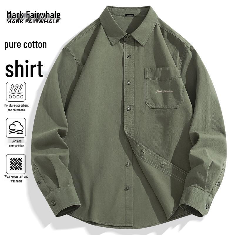 Mark Fairwhale Men s Retro Cotton Long-Sleeve Shirt Jacket 2XL
