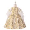 Middle Eastern Muslim Princess Evening Dress for Toddlers - White Patchwork Design