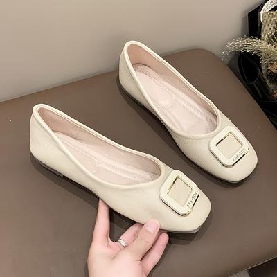 Einzelne Schuhe 22 trendige flache Einzelne Schuhe niedrigabsätzige Metallschnalle flache Mützen-Schuhe