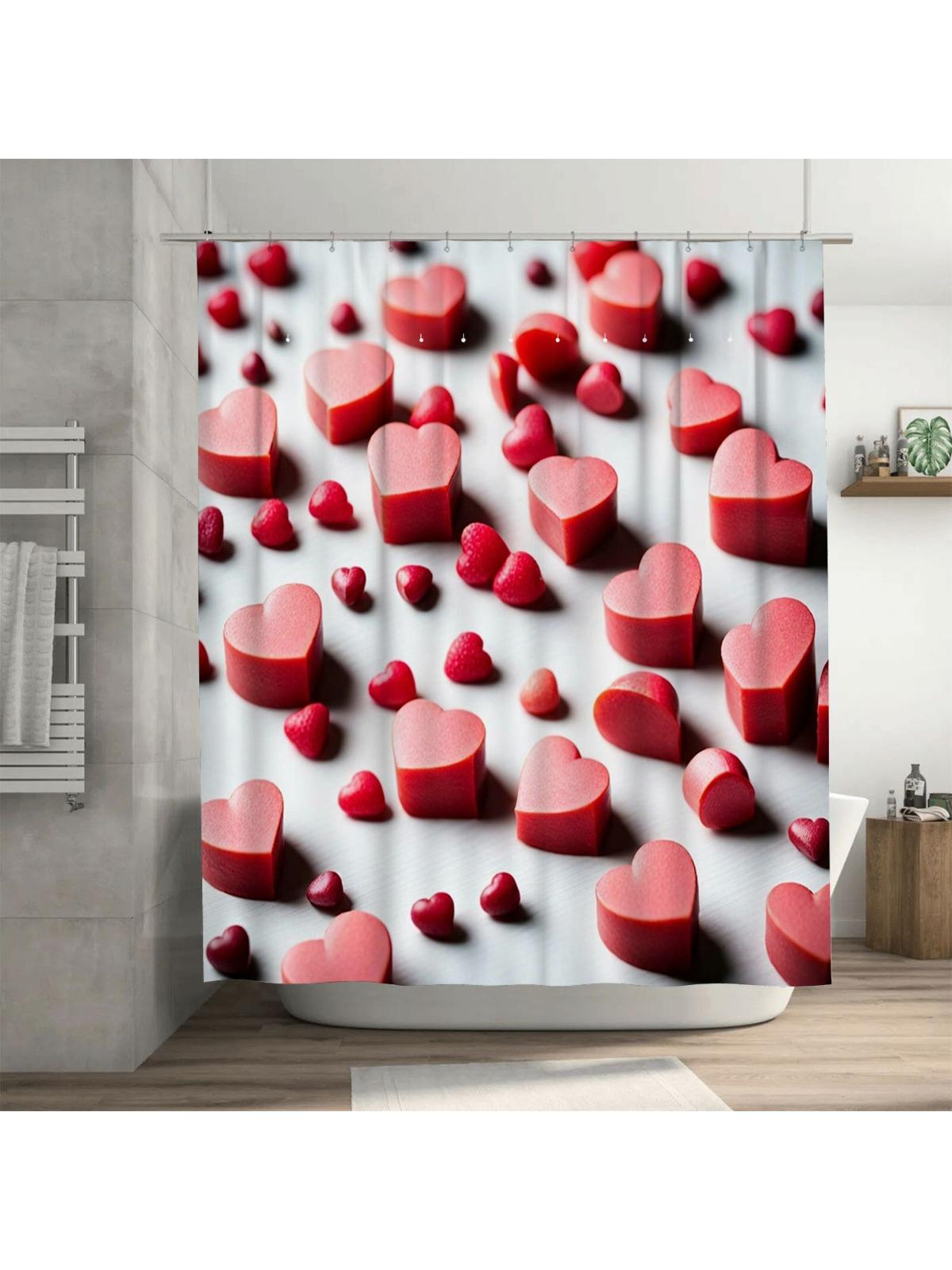 Red Heart Shower Curtain | Romantic and Modern Bathroom Decor 90X180cm