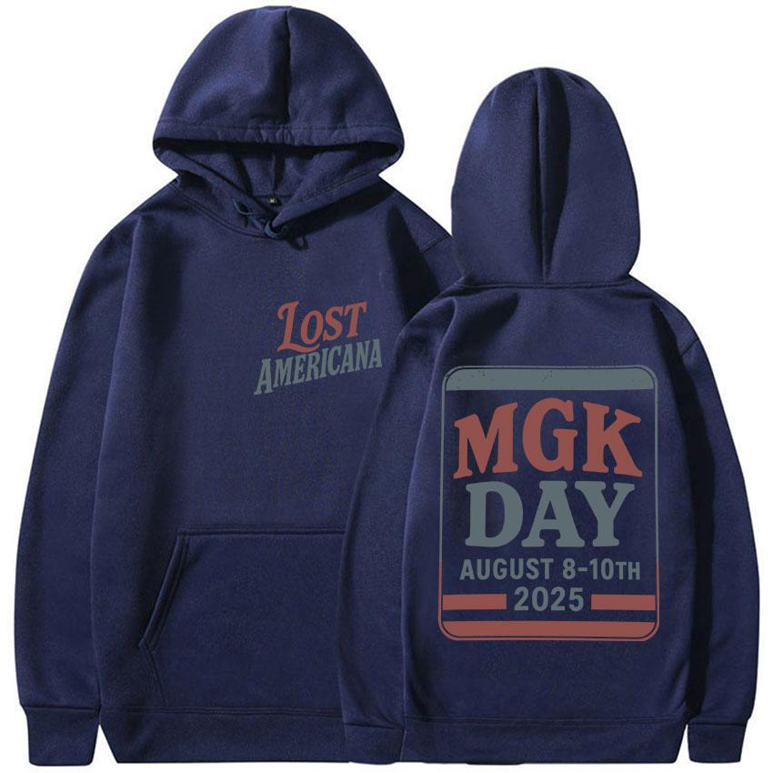 MGK Day Lost Americana Tour 2025 Graphic Print Hoody Men Vintage Aesthetic Long Sleeve Sweatshirt Unisex Fashion Oversized Hoody