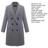 Women Winter Coat Double-breasted Turn-down Collar Long Sleeves Outerwear Thick Warm Pockets Solid Color Office Casual Party Overcoat