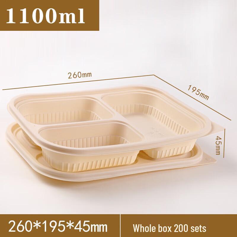 Disposable Corn Starch 3-Compartment Meal Box