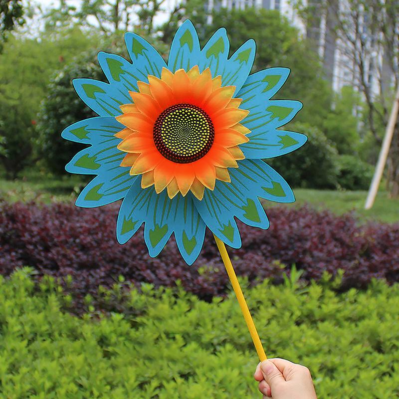 Colorful Sunflower Windmill Wind Turbine For Lawn Garden Party Decoration Outdoor Camping Picnic Garden Yard Decor