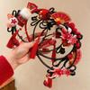 Braid Hair Children Wig Headband Flower Red Bow Hairband Simple Hanfu Hair Sticks  Baby