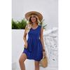 Women's Casual V Neck Sleeveless A-Line Tank Dress with Ruched Waist for Summer Beach