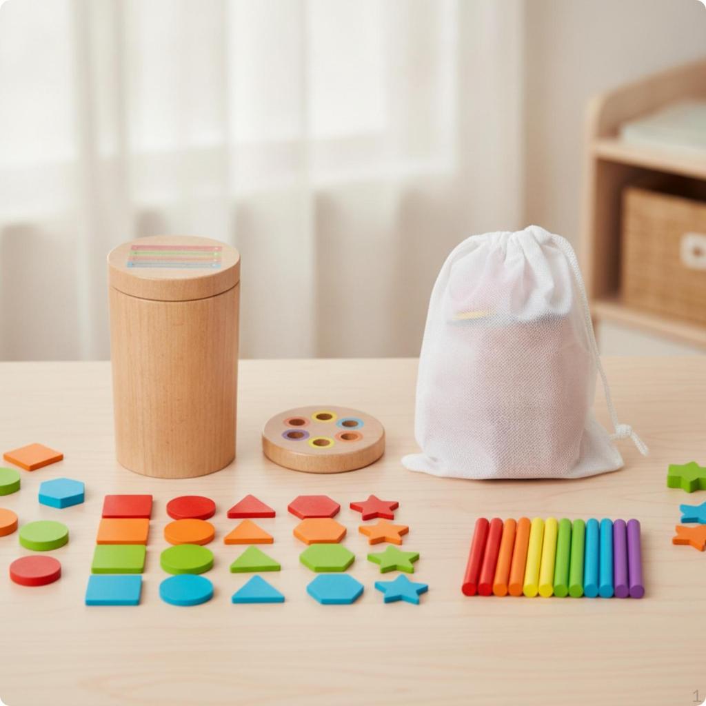 Wooden Sorting Toy with Storage Box Sensory Educational Shape Sorter for Young