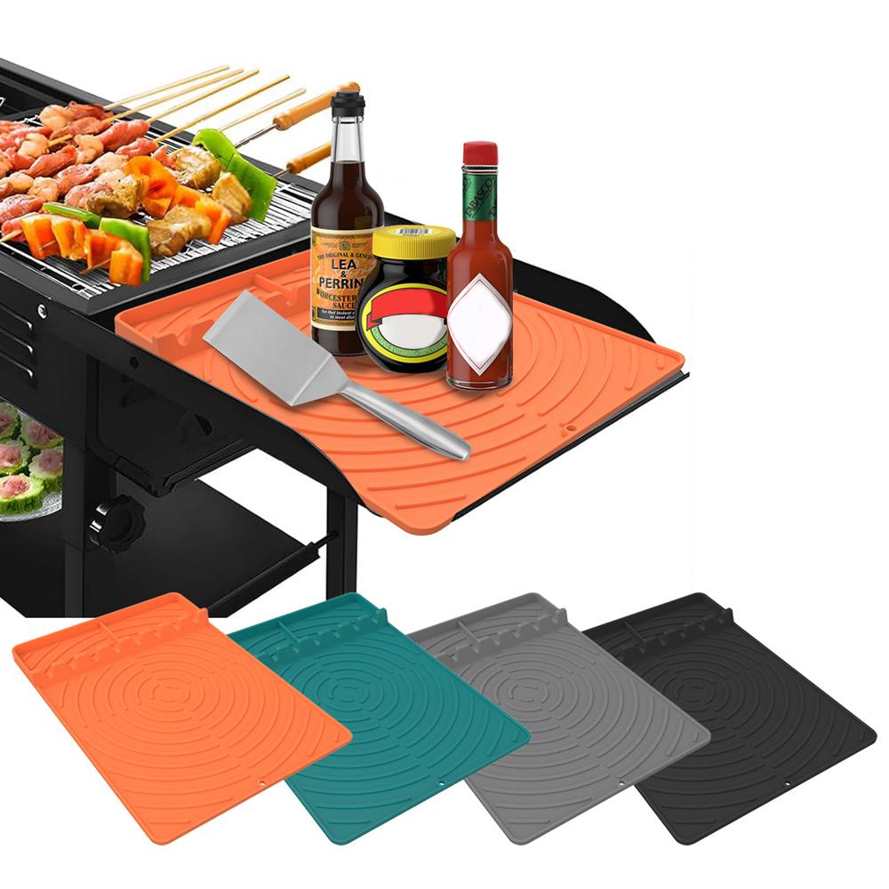 Silicone Griddle Tools Mat for ninj FlexFlame Large Silicone Spatula Mat with Drip Pad Griddle Mats BBQ Grill Accessories