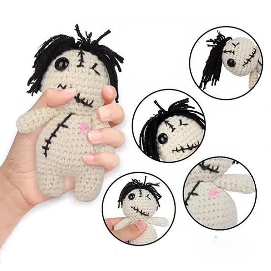 Positive Voodoo-Puppe Emotionale Unterstützung Voodoo-Puppe mit Nadeln Gehäkelte Voodoo-Puppe Inspirierendes Geschenk für Freunde Kollegen Stressabbau