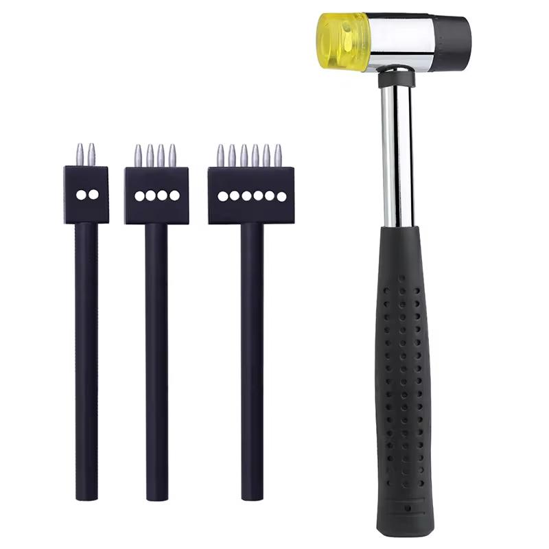 

Fenrry 4 мм 2/4/6 зубцовый инструмент для пробивки отверстий в кожевенном ремесле ряд круговой резки с прошитым интервалом отверстий сверление нейлоновым молотком чёрный