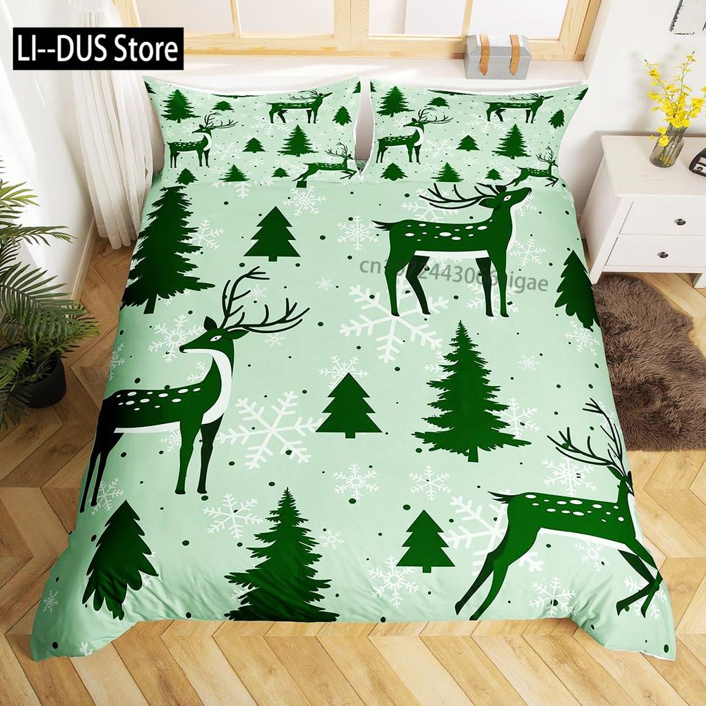 Winter Duvet Cover Set Various Different Snowflakes Decor 3 Piece Bedding Set with 2 Pillow Shams Full King Queen Twin Size