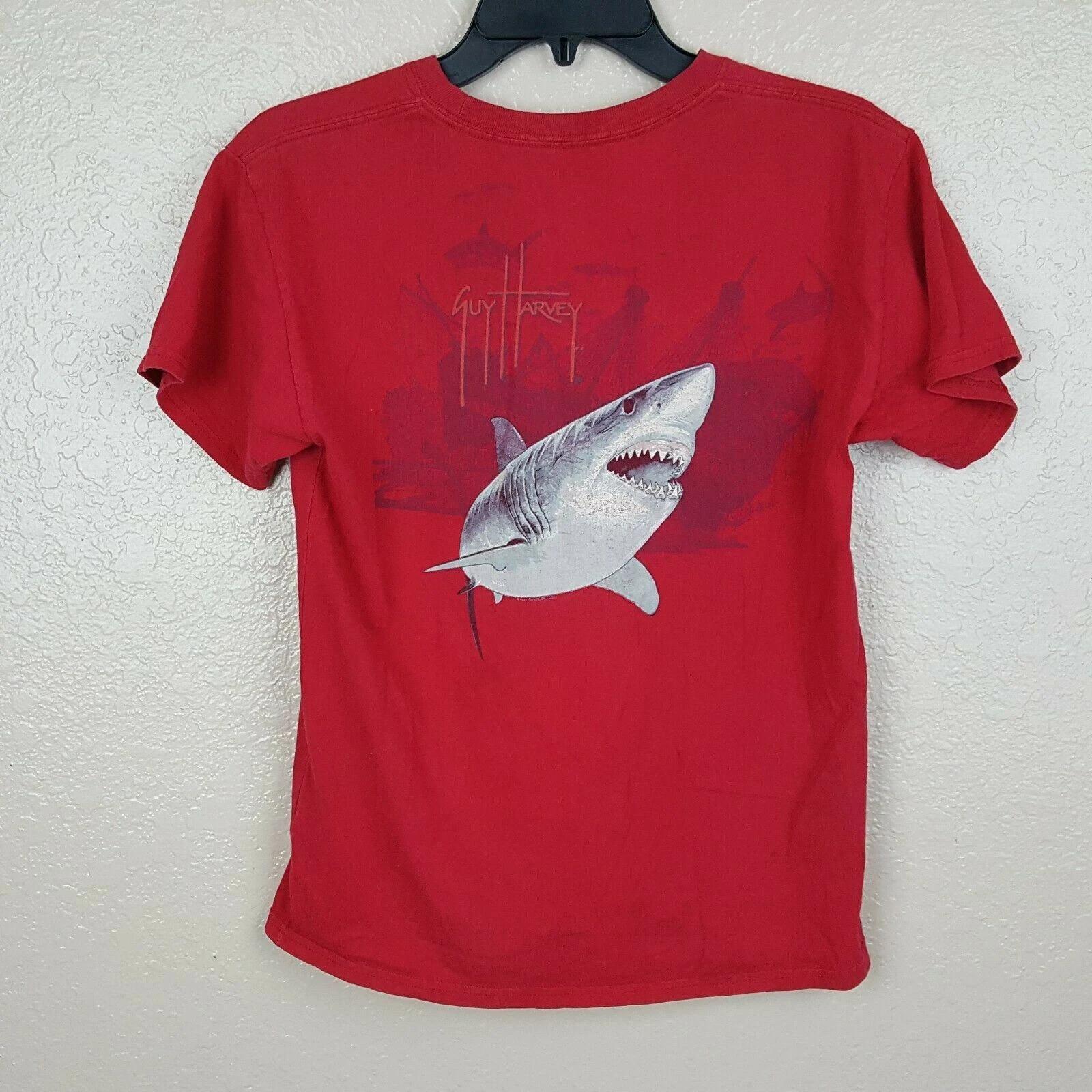 Guy Harvey By Aftco Boys T-shirt Size Large Red Shark S