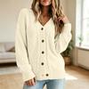 Women's Color Long Sleeve V-Neck Buttoned Cable Knit Cardigan Sweater