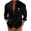 Camicia classica da uomo a maniche lunghe con colletto alla coreana, vestibilità casual, alla moda giovanile, da uomo