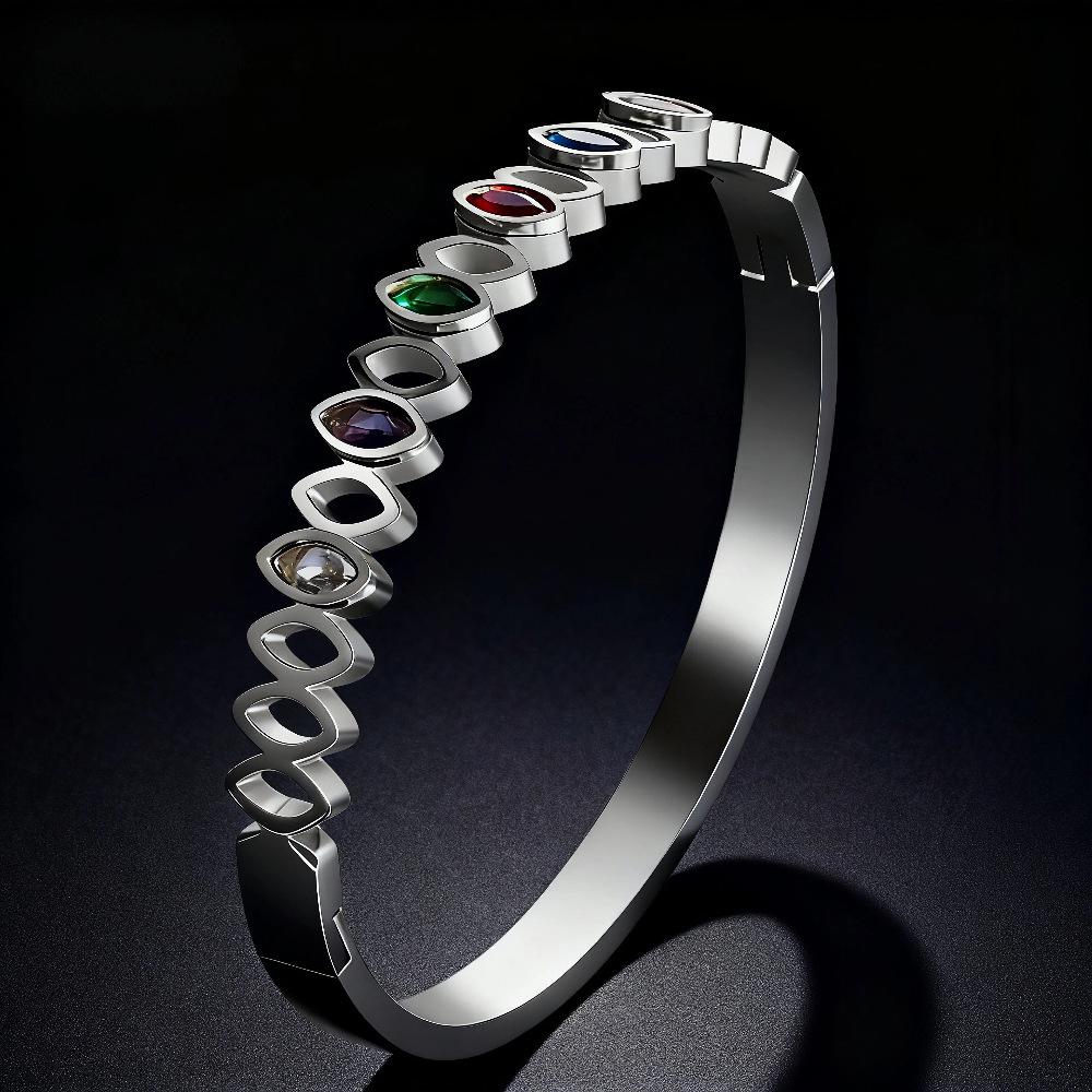 Elegant Gold-Plated Titanium Steel Women's Diamond Bracelet - Non-fading Jewelry