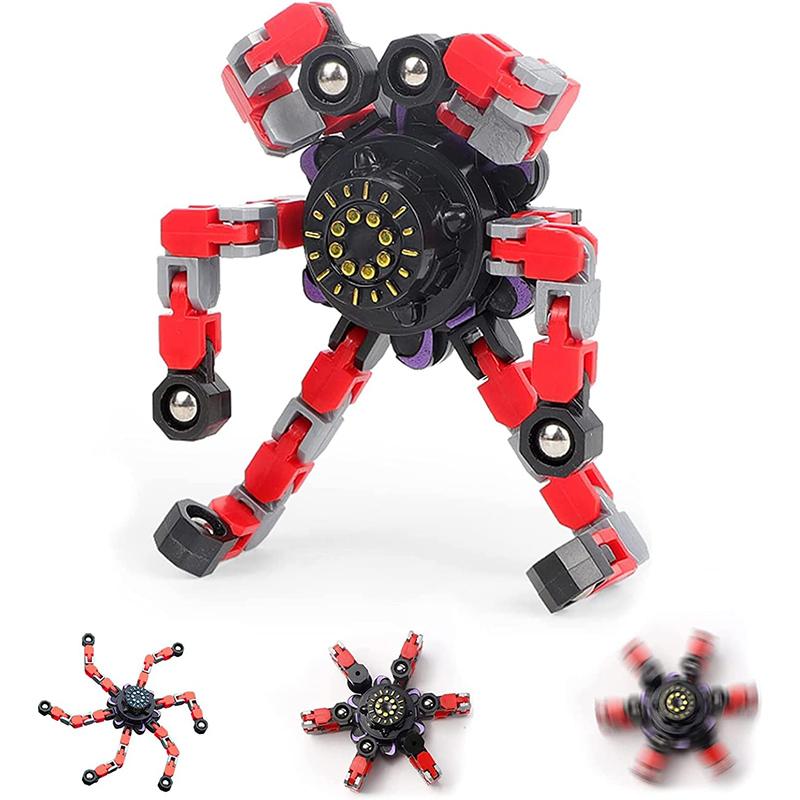 Fingertip Gyro Toy Chain Robot Toy DIY Deformation Robot Deformed Mechanical Spiral Twister Fingertip Decompression Fingertip Kids Adults Easter красный