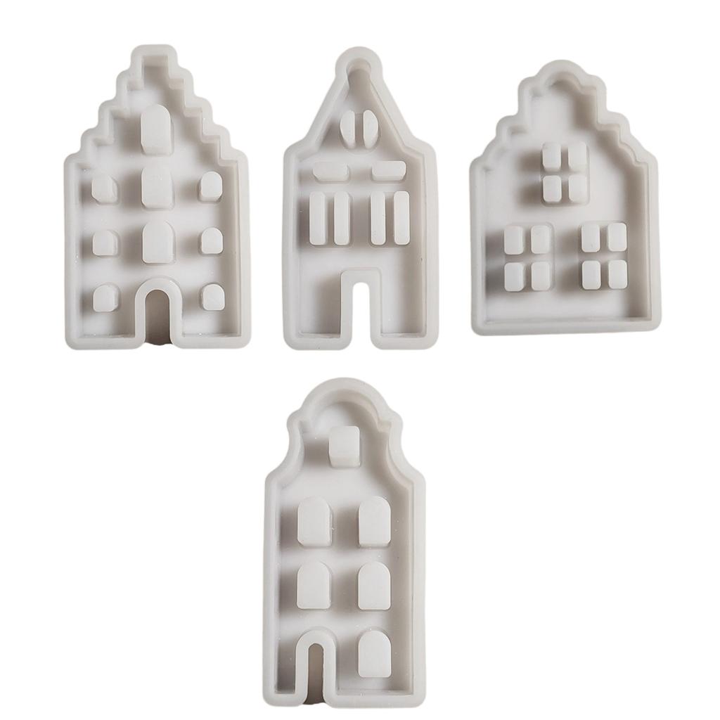 4 Pack House Silicone Molds Resin Crafting Moulds Silicone Art Craft Molds House Ornament Molds for Hand-Making Crafting