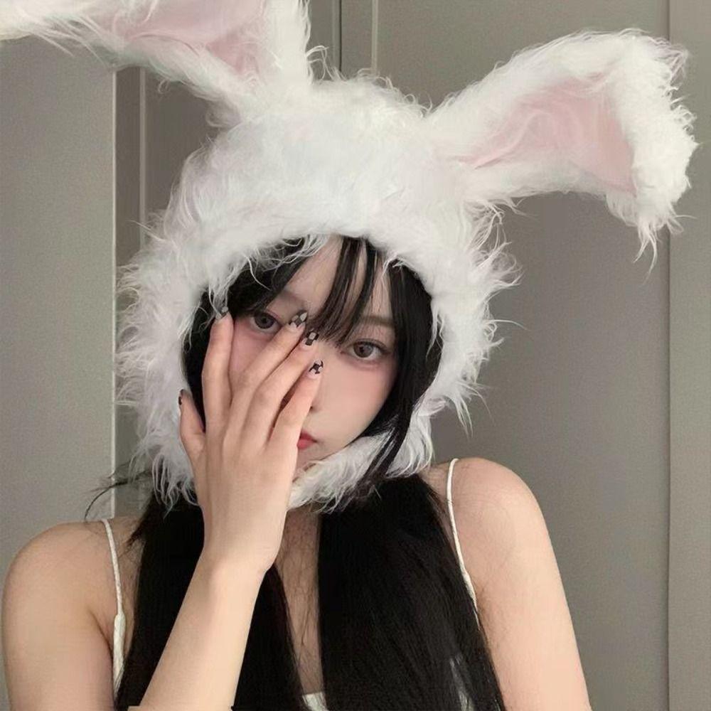 Kawaii Bunny Ears Hat Rabbit Head Warmer Winter Headwear  Cosplay Props