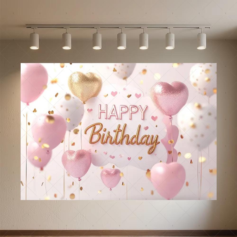Crown Pink Balloons Background Banner Girls Birthday Party Decorations Flower Photography Backdrop Supplies Photo Shoot Props