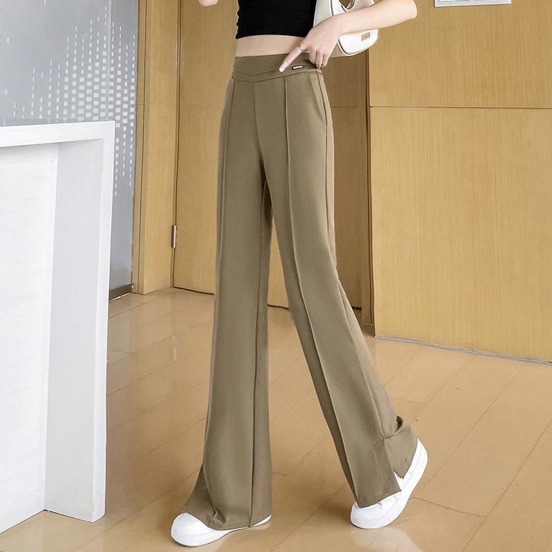 Women's High-Waisted Slit Wide-Leg Micro-Flared Pants - Summer 2025 Collection