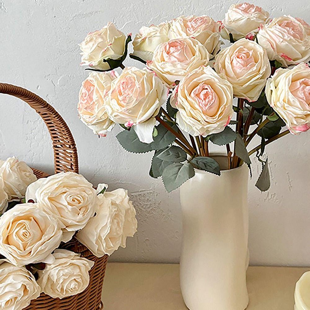 7PCS/Bundle 7 Head Rose Artificial Flower Silk Petals Faux Flower  Desktop Ornament