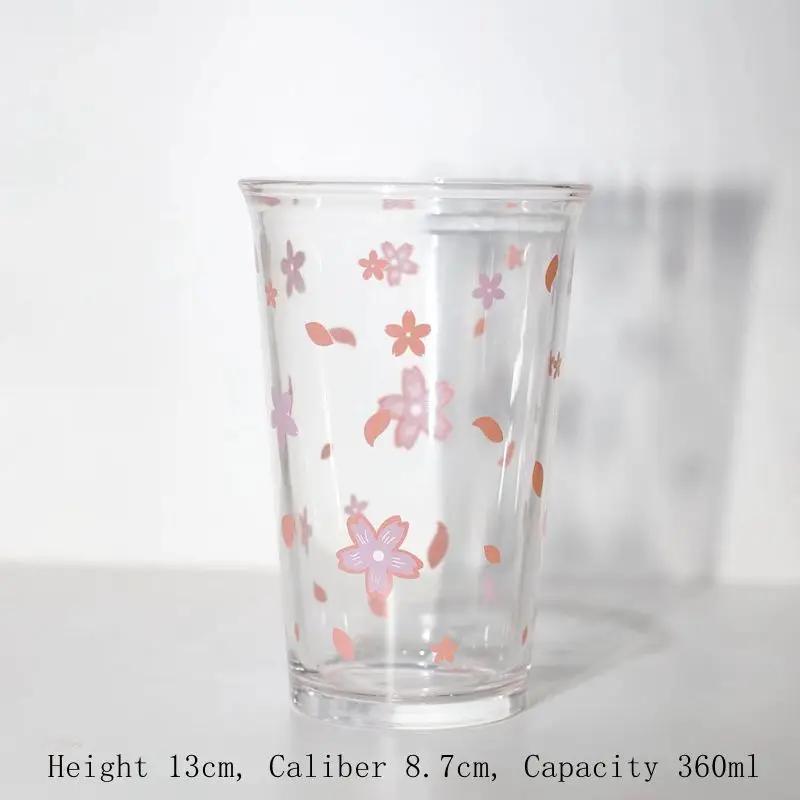 

Стеклянная чашка в японском и корейском стиле Ins, чашка для чая с молоком, чашки для холодного латте, соломинка для завтрака знаменитостей из Интернета 301-400ml розовый