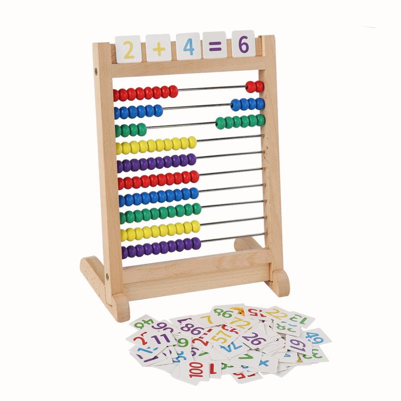 Wooden Abacus for Students - 10 Rows Soroban Frame for Math Teaching, Mental Arithmetic, Addition & Subtraction