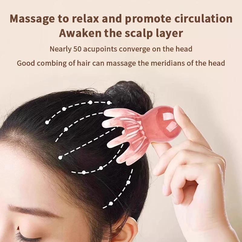 Resin Octopus Shaped Head Meridian Acupoint Massage Comb Wide Tooth Scalp Comb Back Neck And Back Manual Deep Massage Tools