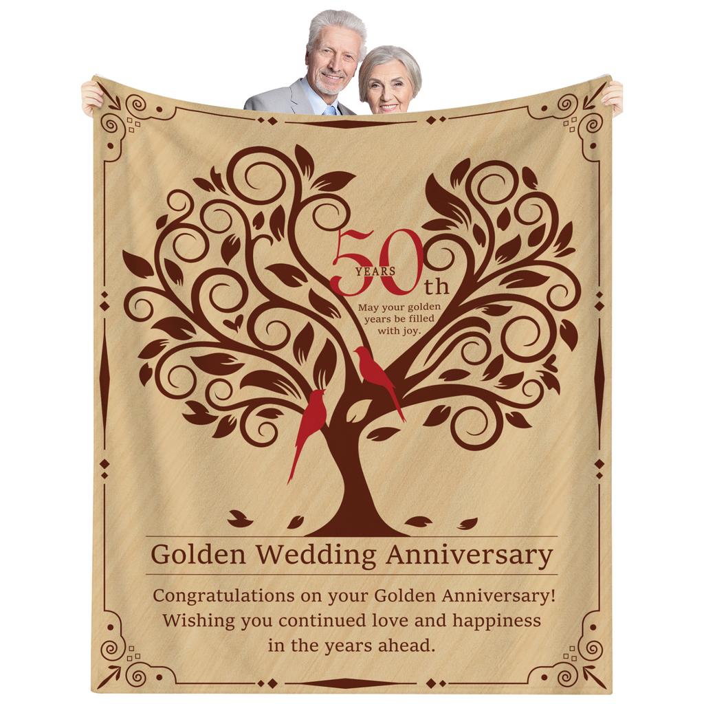 50Th Golden Anniversary Wedding Blanket Gifts Happy 50 Years Birthday Best Romantic Marriage Soft Blanket Decorations For Couple
