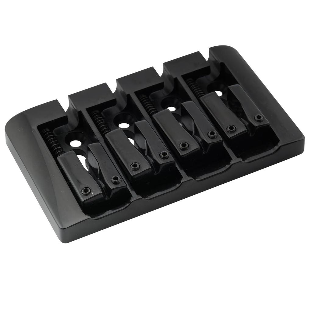Musiclily Pro 19mm Pitch Solid Zinc 4-String Bass Bridge, Black