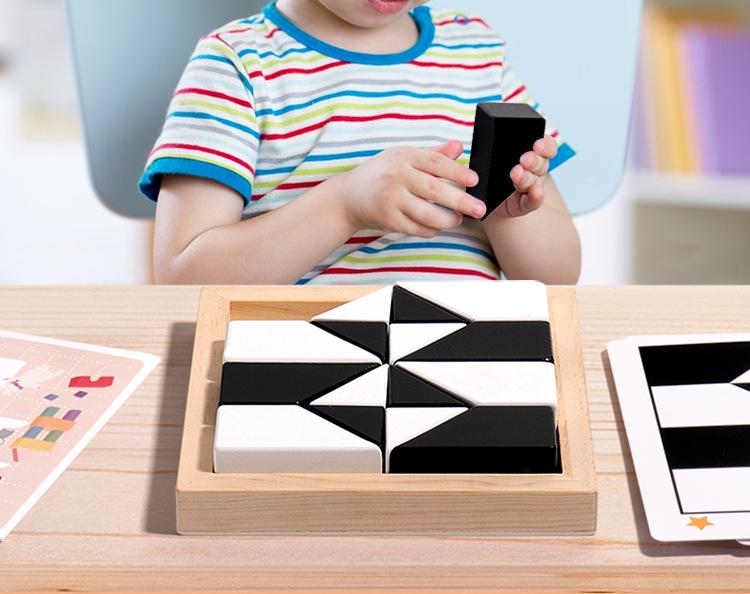 Children's Wooden Building Blocks Puzzle: Early Education Logic Game