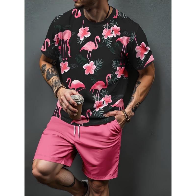 2026 Summer Fashion Men s Wear Men s 3D Printed Short-Sleeve Set Outdoor Casual XXS