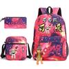 3 Piece School Backpack Set for Students Large Capacity Oxford Cloth Schoolbag with Shoulder Strap and Pencil Case