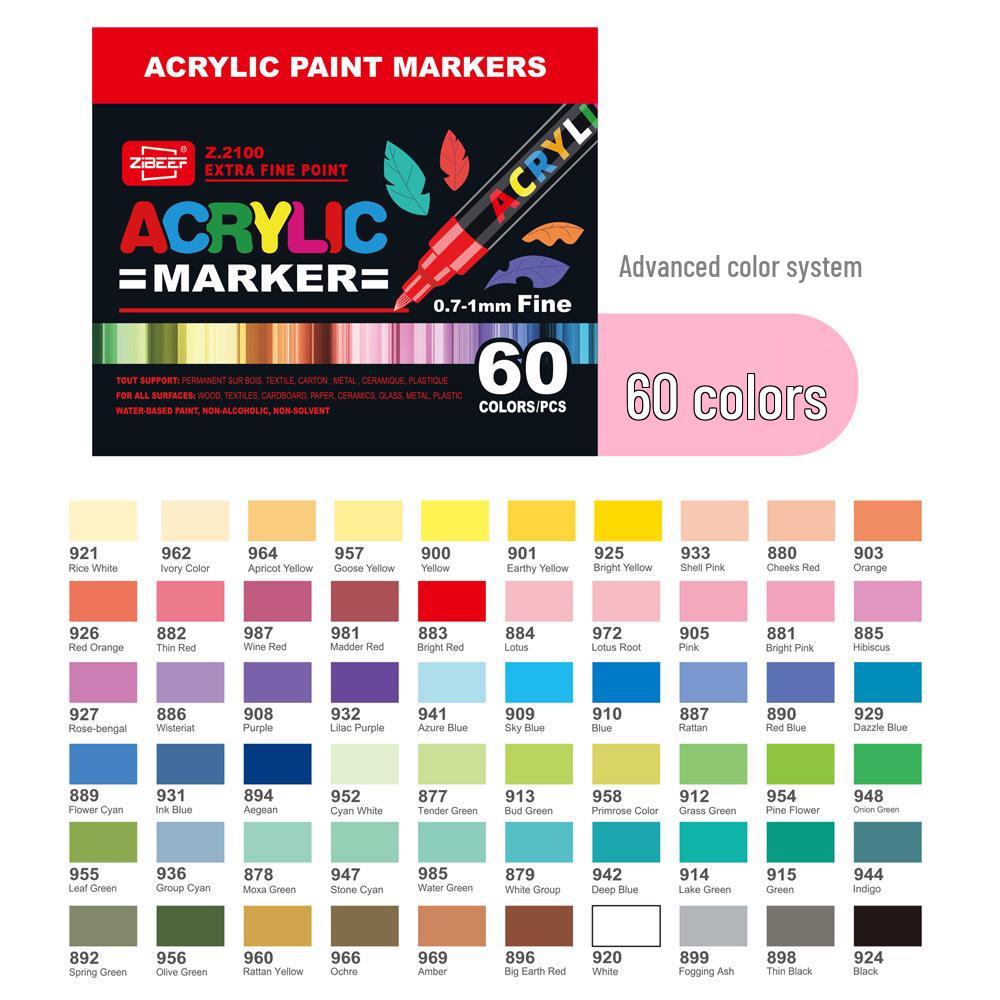 Guangna 2100 Fine Tip Acrylic Marker Set - 120/240 Colors, Press-Type, Water-Based for Students